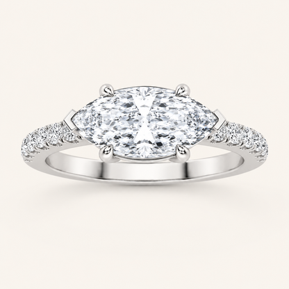 1.5CT Marquise Cut Lab Grown Diamond East West Accented Ring