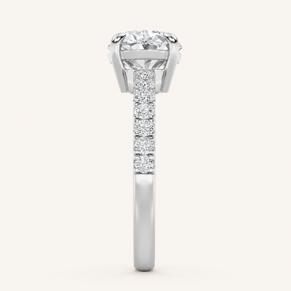 1.5CT Oval Cut Lab Grown Diamond Accented Side Stone Ring