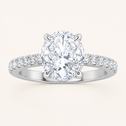 1.5CT Oval Cut Lab Grown Diamond Accented Side Stone Ring