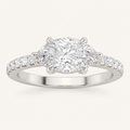 1.5CT Pear Cut Lab Grown Diamond East West Accented Ring