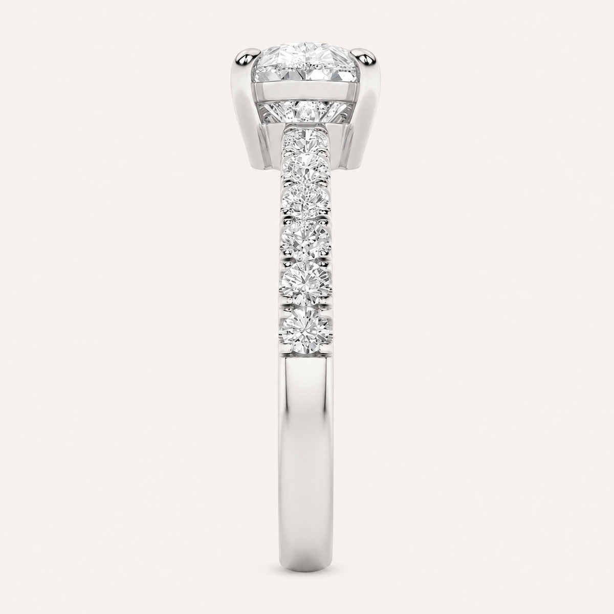 1.5CT Pear Cut Lab Grown Diamond East West Accented Ring