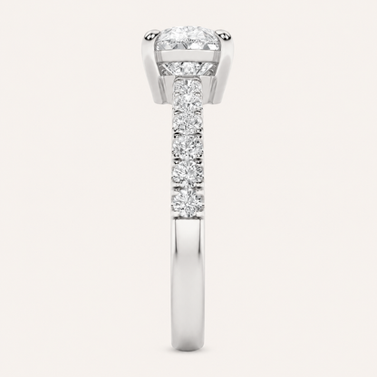 1.5CT Pear Cut Lab Grown Diamond East West Accented Ring