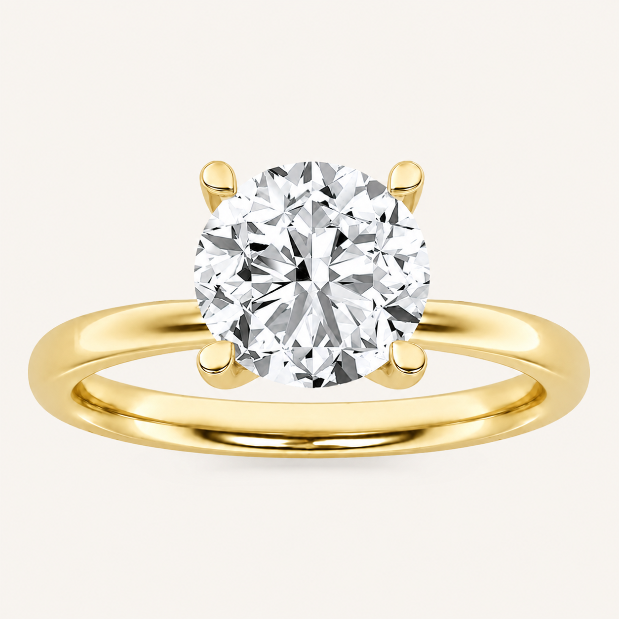 2.00 CT Round Cut Lab Grown Diamond Petite Shank Ring