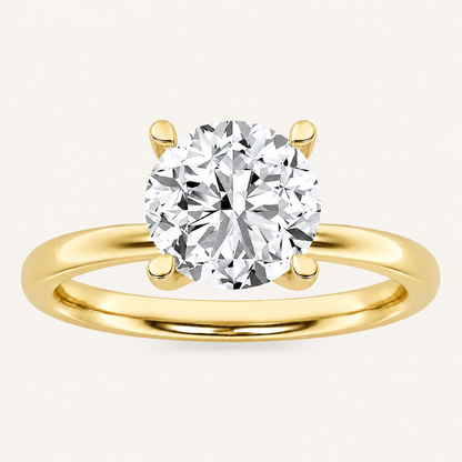 2.00 CT Round Cut Lab Grown Diamond Petite Shank Ring