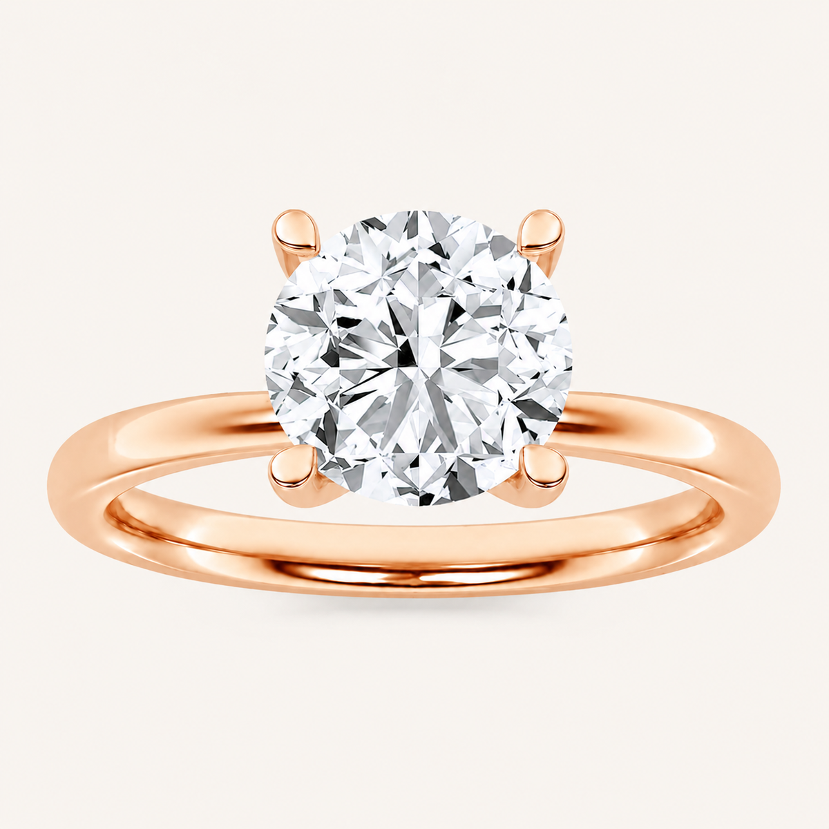 2.00 CT Round Cut Lab Grown Diamond Petite Shank Ring