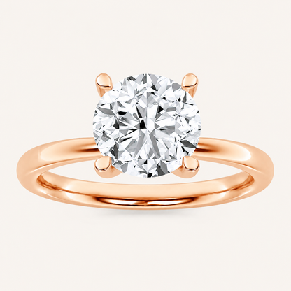 2.00 CT Round Cut Lab Grown Diamond Petite Shank Ring