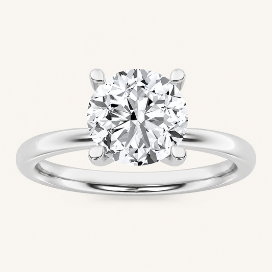 2.00 CT Round Cut Lab Grown Diamond Petite Shank Ring