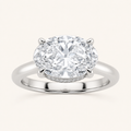 2CT Oval Cut Lab Grown Diamond East West Accented Ring