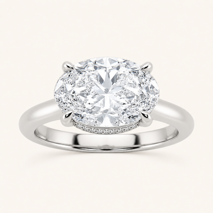 2CT Oval Cut Lab Grown Diamond East West Accented Ring