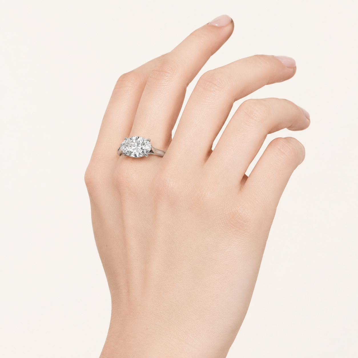 2.00 Ct Pear Cut Lab Grown Diamond East West Accented Ring