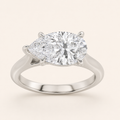 2.00 Ct Pear Cut Lab Grown Diamond East West Accented Ring