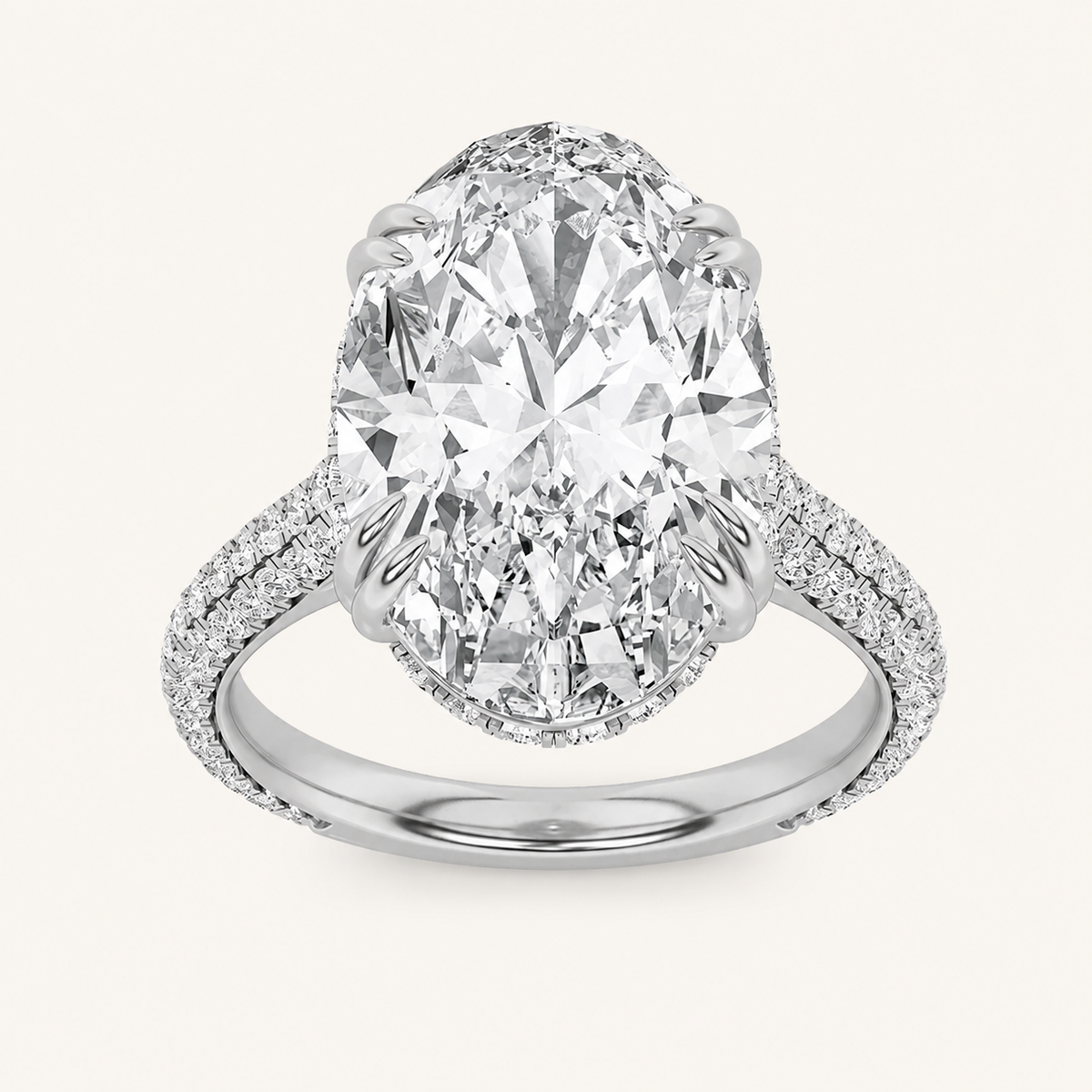 7.00 Ct Oval Cut Lab Grown Diamond Bold Statement Accented Side Stone Ring