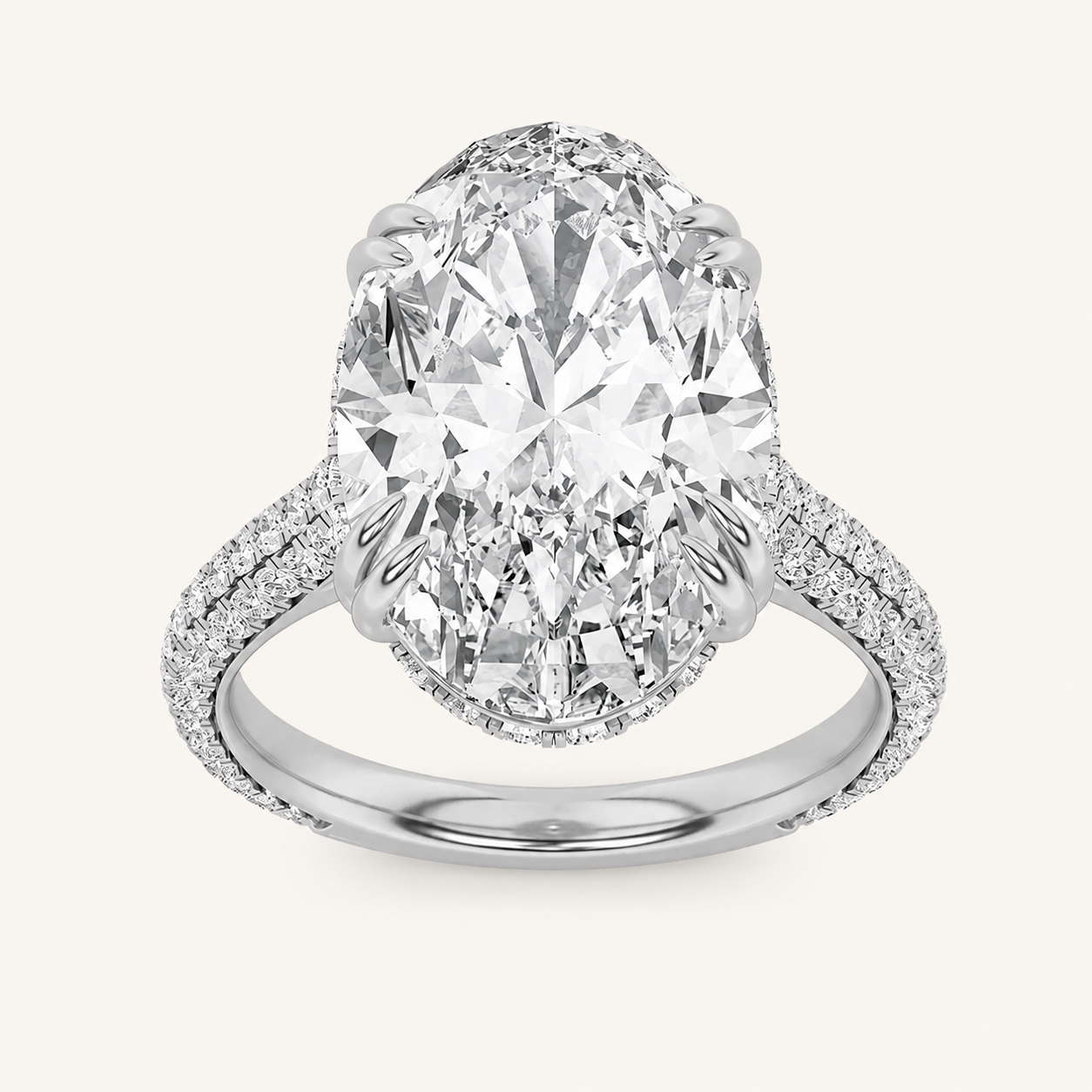 7.00 Ct Oval Cut Lab Grown Diamond Bold Statement Accented Side Stone Ring