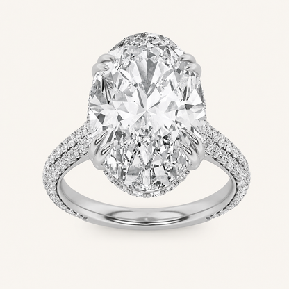 7.00 Ct Oval Cut Lab Grown Diamond Bold Statement Accented Side Stone Ring