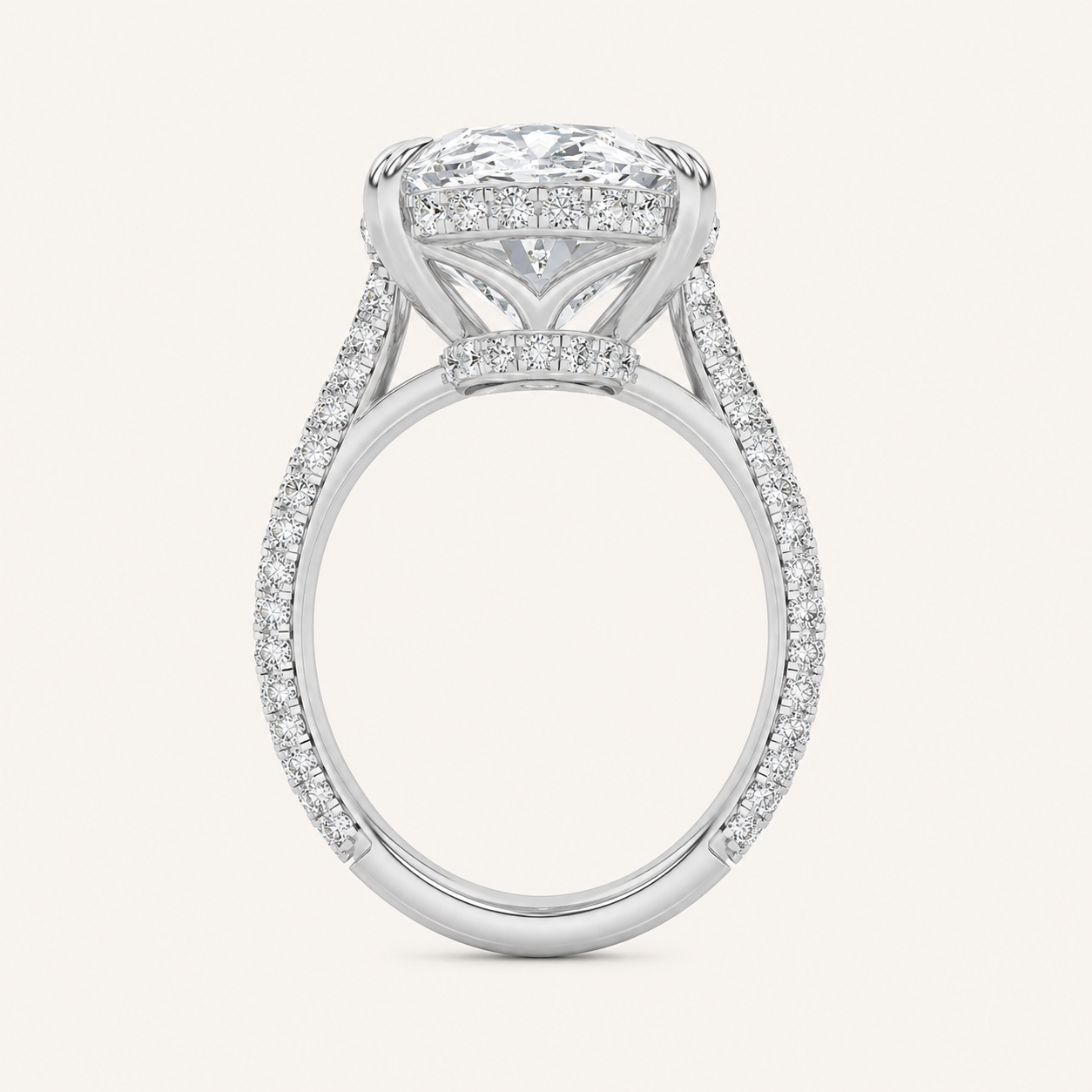 7.00 Ct Oval Cut Lab Grown Diamond Bold Statement Accented Side Stone Ring