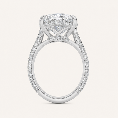 7.00 Ct Oval Cut Lab Grown Diamond Bold Statement Accented Side Stone Ring
