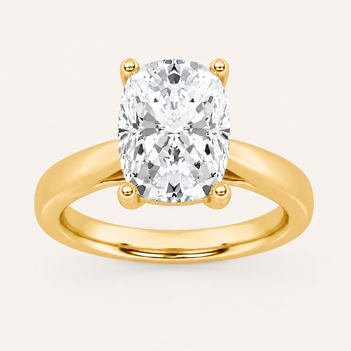 2CT Elongated Cushion Cut Lab Grown Diamond Classic Shank Solitaire Engagement Ring