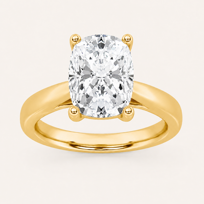 2CT Elongated Cushion Cut Lab Grown Diamond Classic Shank Solitaire Engagement Ring