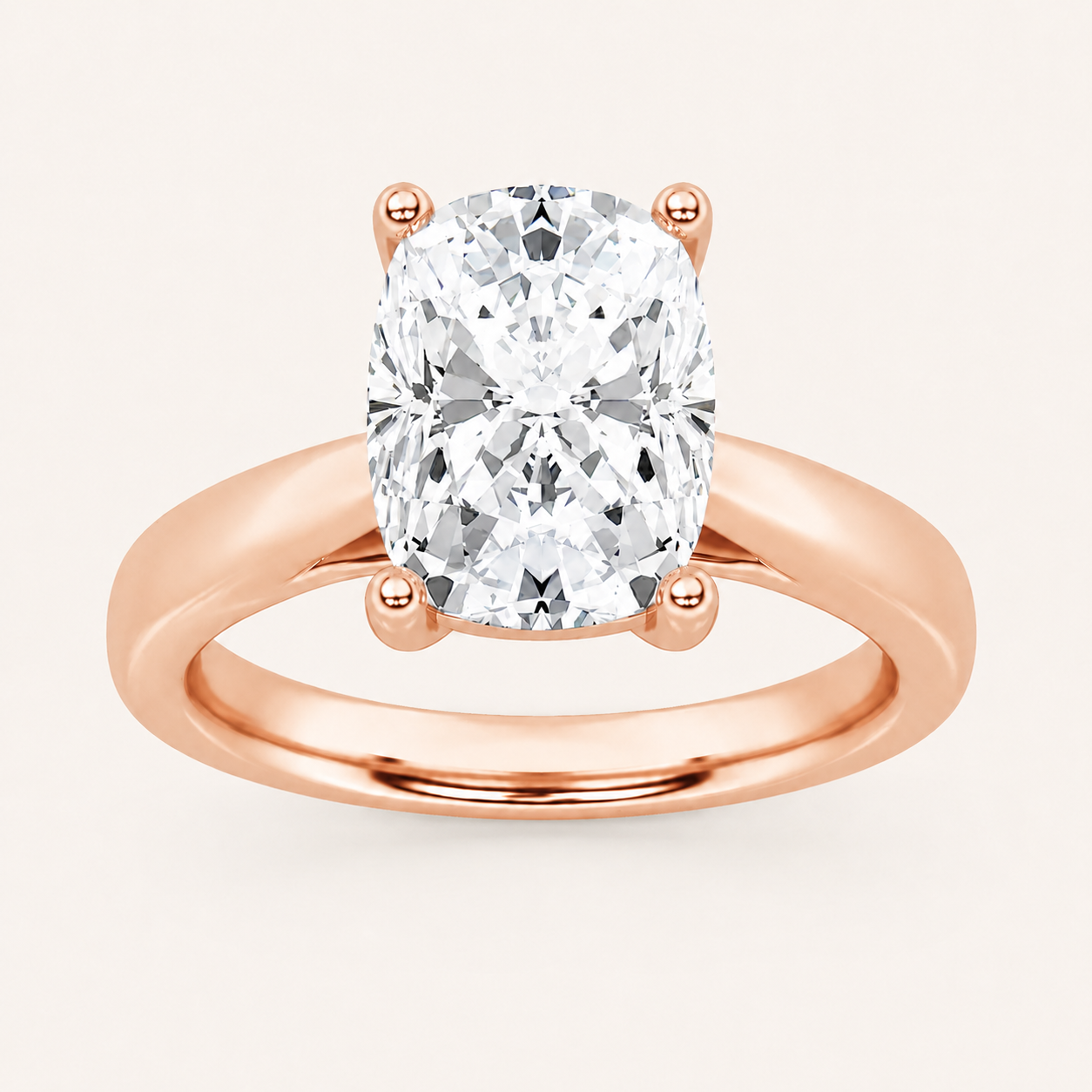 2CT Elongated Cushion Cut Lab Grown Diamond Classic Shank Solitaire Engagement Ring