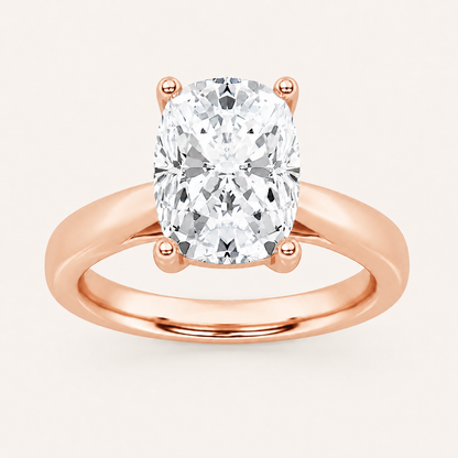 2CT Elongated Cushion Cut Lab Grown Diamond Classic Shank Solitaire Engagement Ring