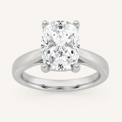 2CT Elongated Cushion Cut Lab Grown Diamond Classic Shank Solitaire Engagement Ring