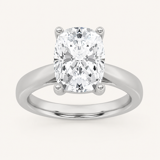 2CT Elongated Cushion Cut Lab Grown Diamond Classic Shank Solitaire Engagement Ring