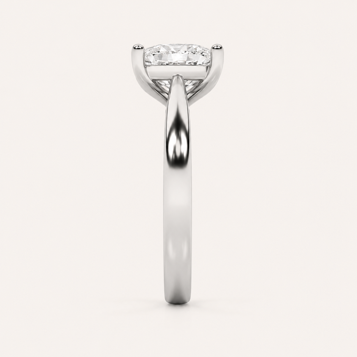 2CT Elongated Cushion Cut Lab Grown Diamond Classic Shank Solitaire Engagement Ring