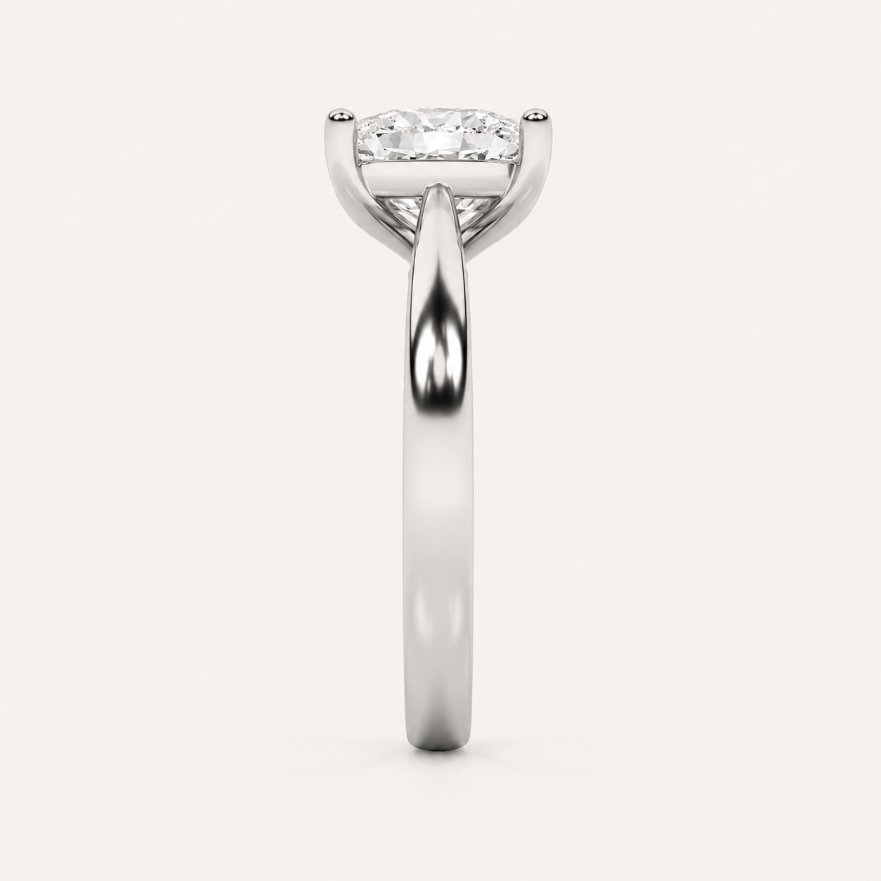 2CT Elongated Cushion Cut Lab Grown Diamond Classic Shank Solitaire Engagement Ring