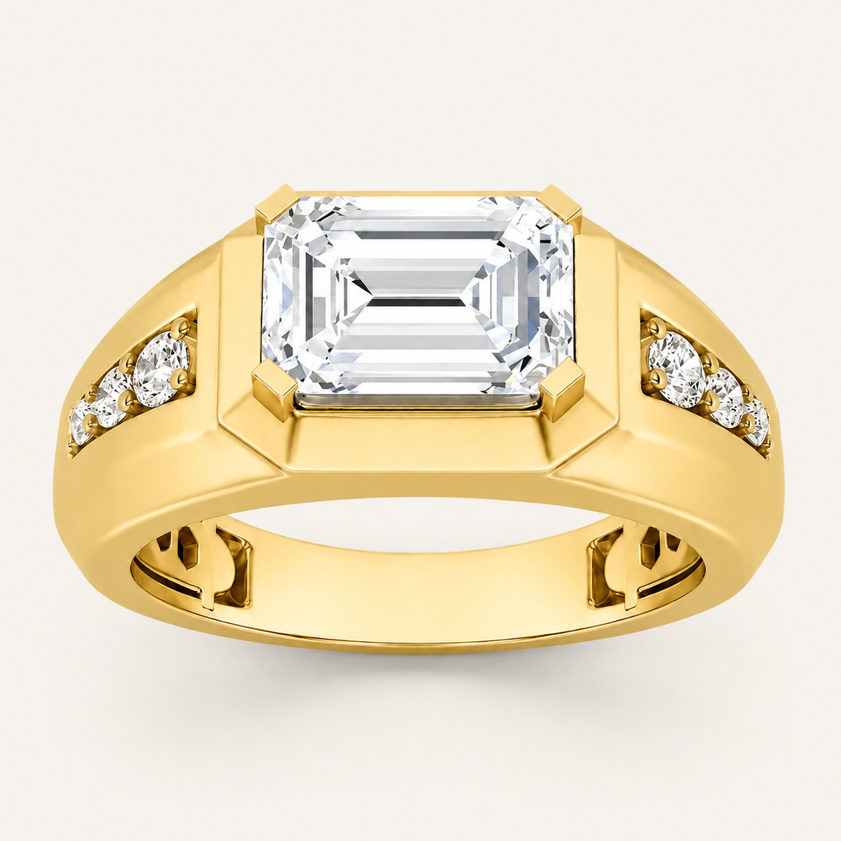 3.25 CT Emerald Cut Lab Grown Diamond Men's Ring