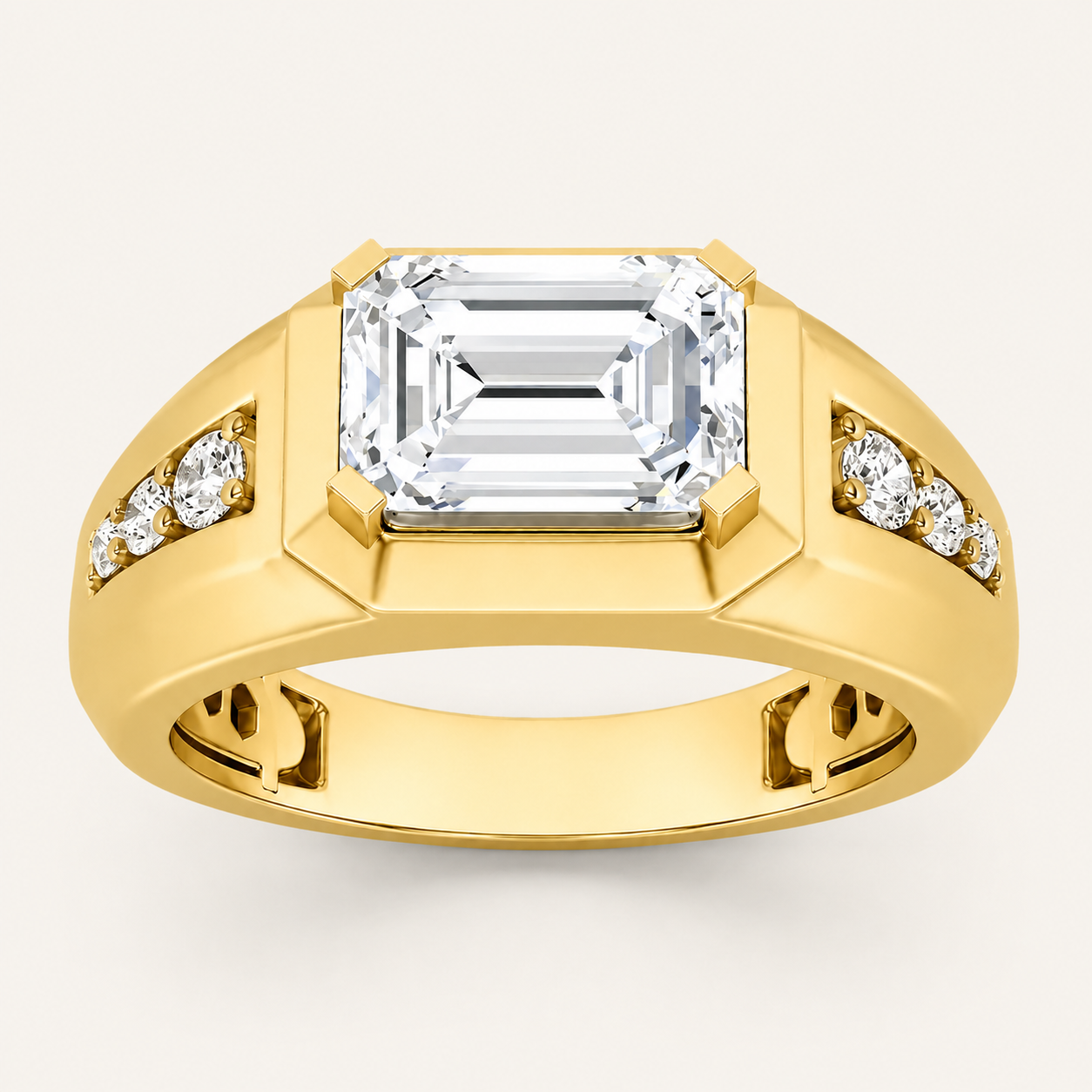 3.25 CT Emerald Cut Lab Grown Diamond Men's Ring