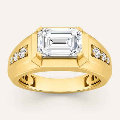 3.25 CT Emerald Cut Lab Grown Diamond Men's Ring
