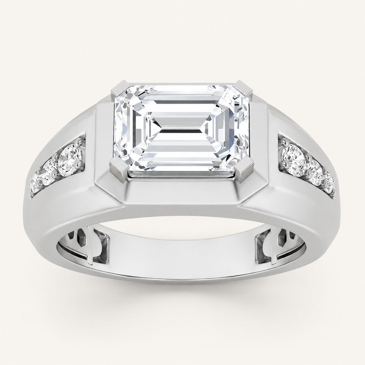 3.25 CT Emerald Cut Lab Grown Diamond Men's Ring