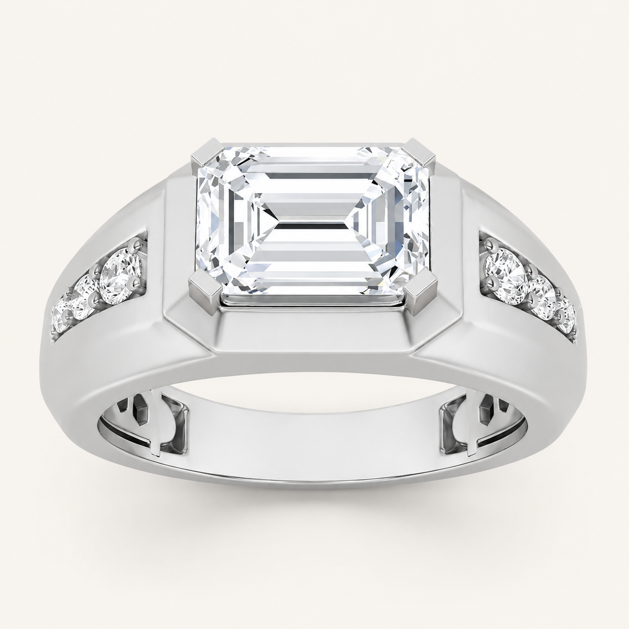 3.25 CT Emerald Cut Lab Grown Diamond Men's Ring
