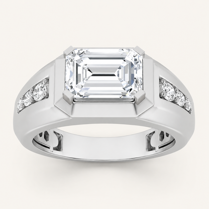 3.25 CT Emerald Cut Lab Grown Diamond Men's Ring