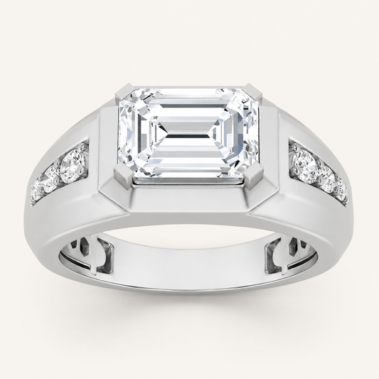 3.25 CT Emerald Cut Lab Grown Diamond Men's Ring