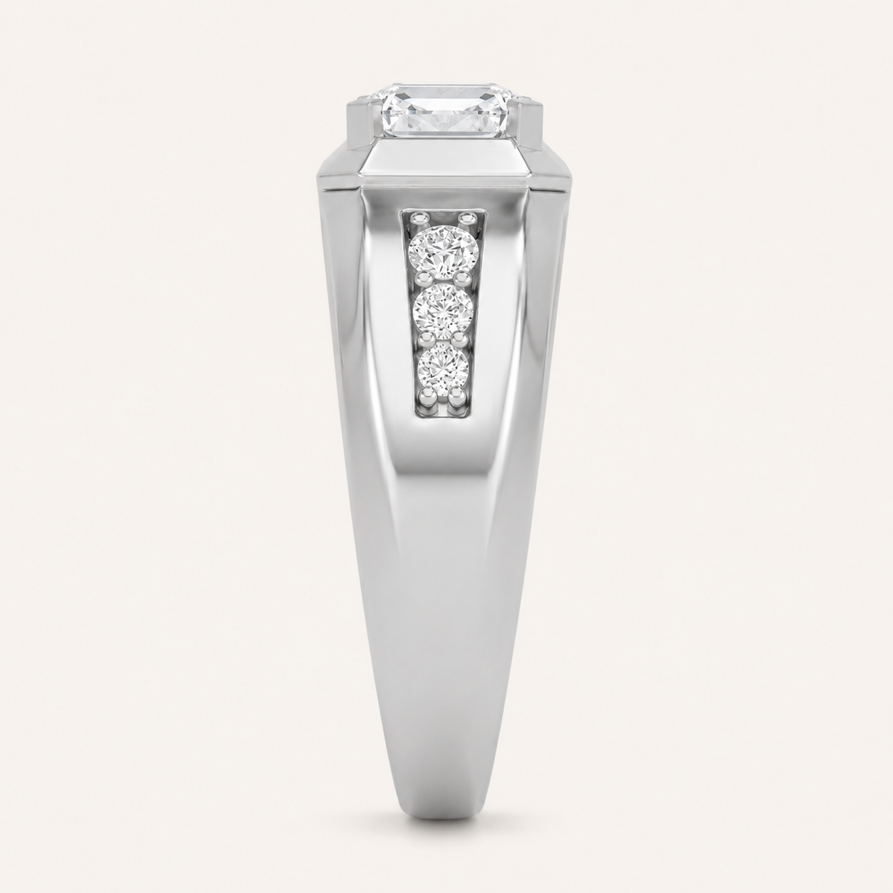 3.25 CT Emerald Cut Lab Grown Diamond Men's Ring