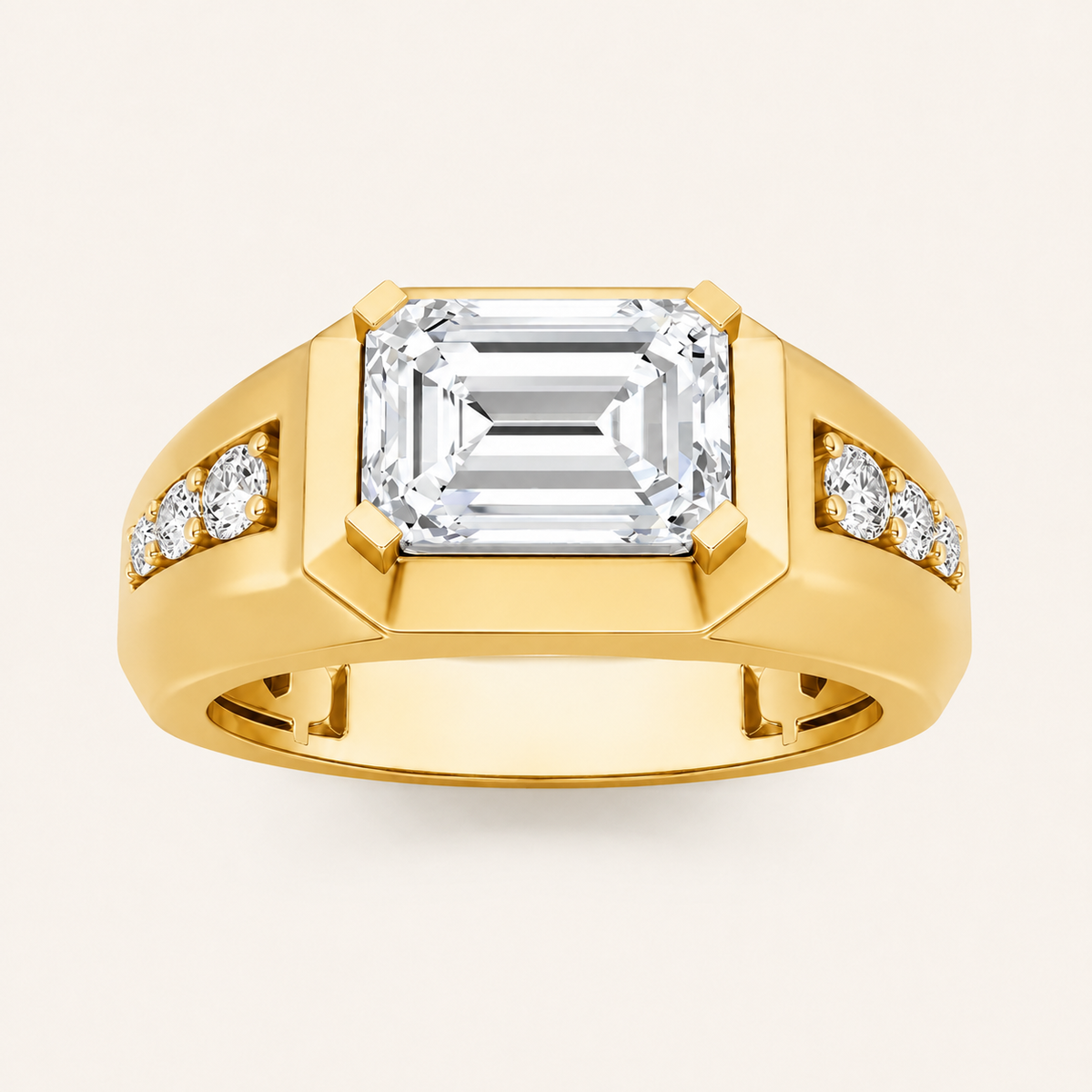 3.50 CT Emerald Cut Lab Grown Diamond Mens Ring