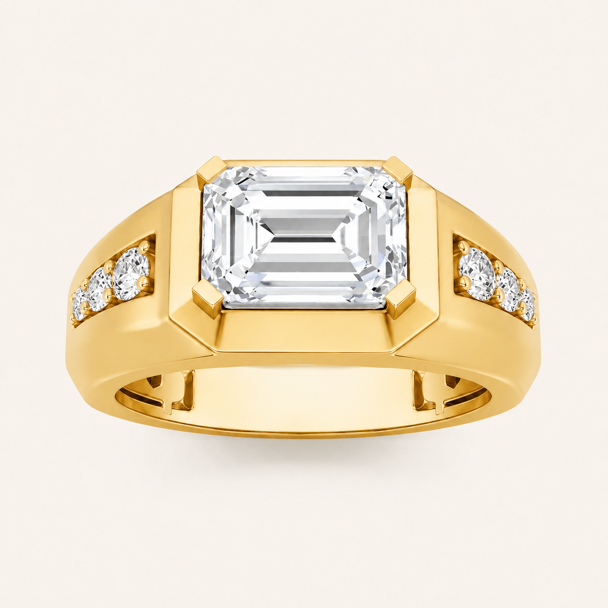 3.50 CT Emerald Cut Lab Grown Diamond Mens Ring