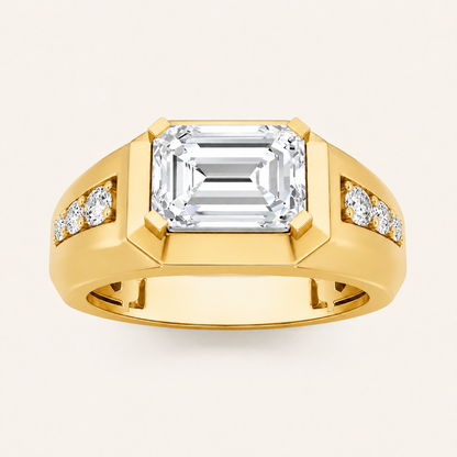 3.50 CT Emerald Cut Lab Grown Diamond Mens Ring