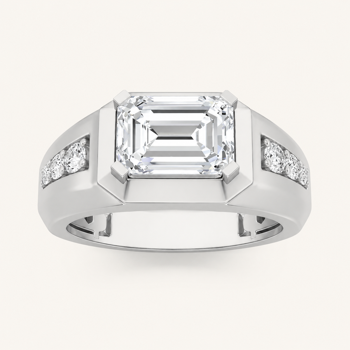 3.50 CT Emerald Cut Lab Grown Diamond Mens Ring
