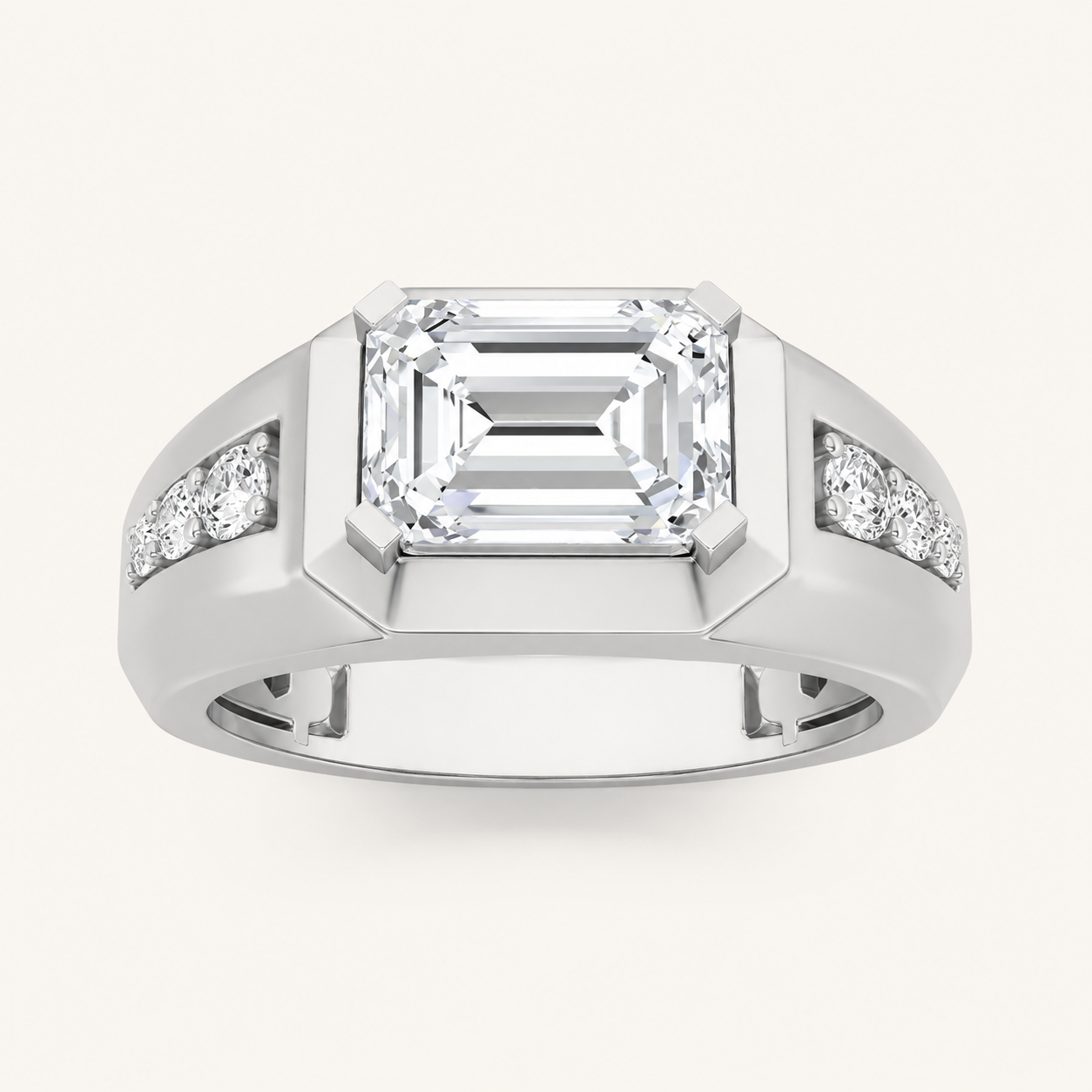 3.50 CT Emerald Cut Lab Grown Diamond Mens Ring