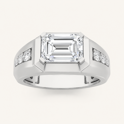 3.50 CT Emerald Cut Lab Grown Diamond Mens Ring