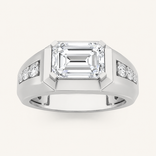 3.50 CT Emerald Cut Lab Grown Diamond Mens Ring