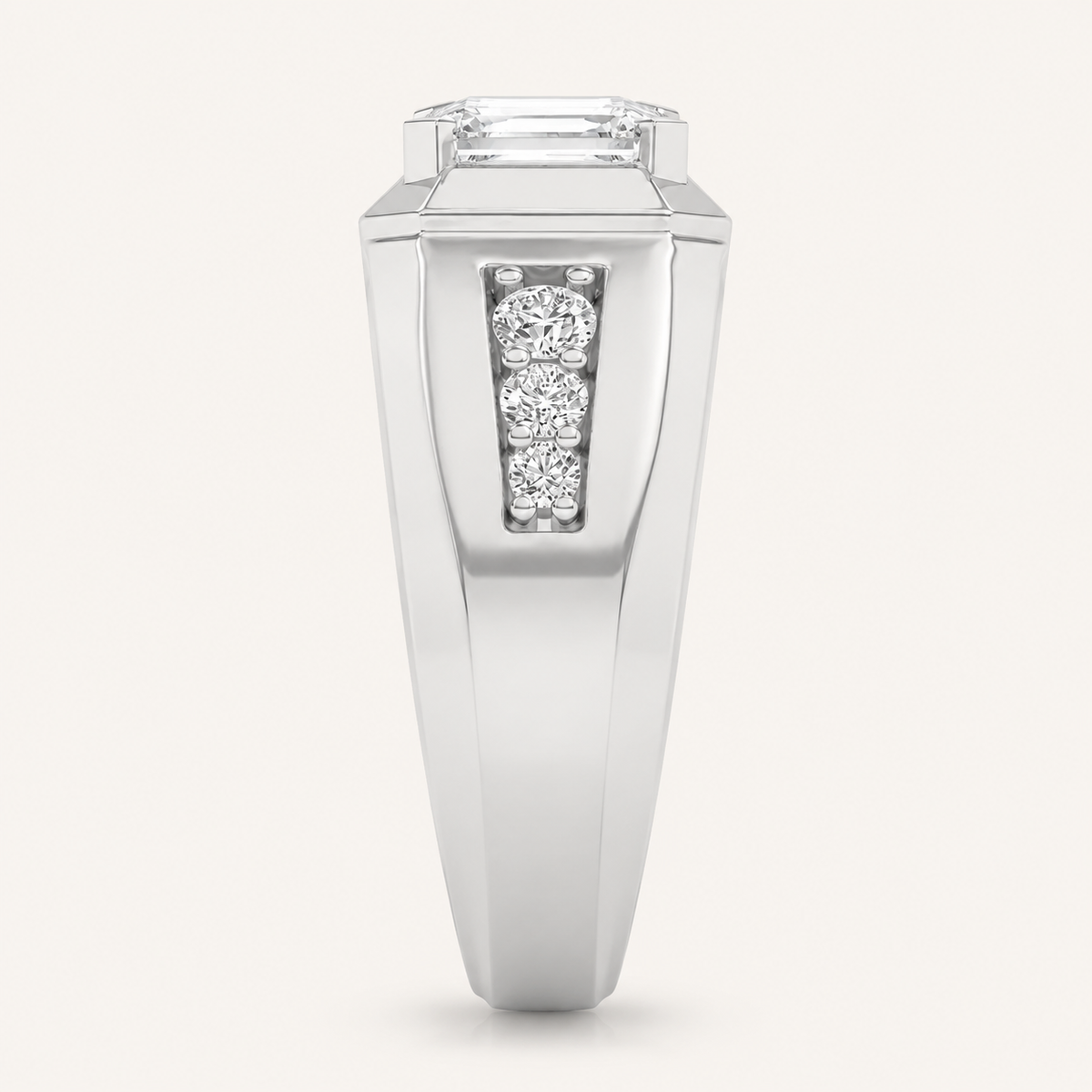 3.50 CT Emerald Cut Lab Grown Diamond Mens Ring