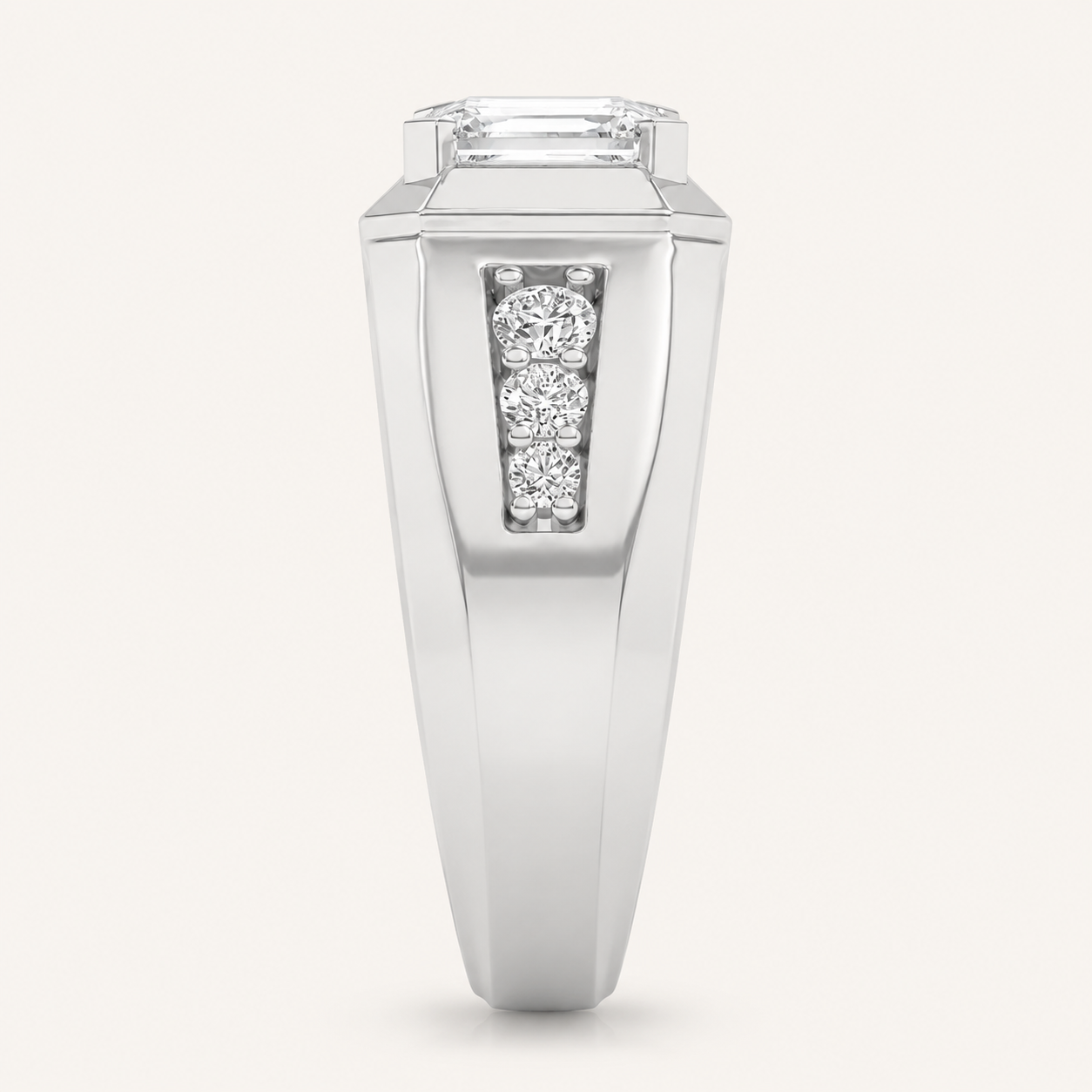 3.50 CT Emerald Cut Lab Grown Diamond Mens Ring