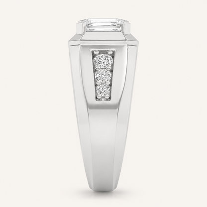 3.50 CT Emerald Cut Lab Grown Diamond Mens Ring