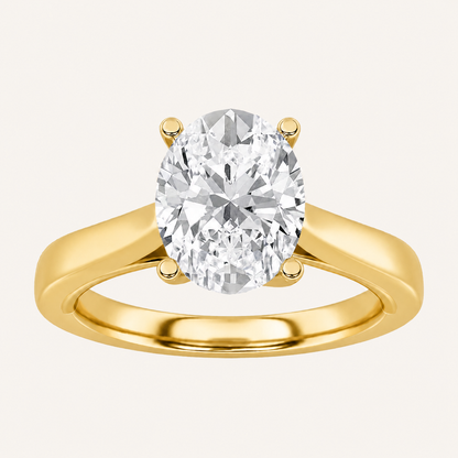 2CT Oval Cut Lab Grown Diamond Classic Shank Solitaire Engagement Ring