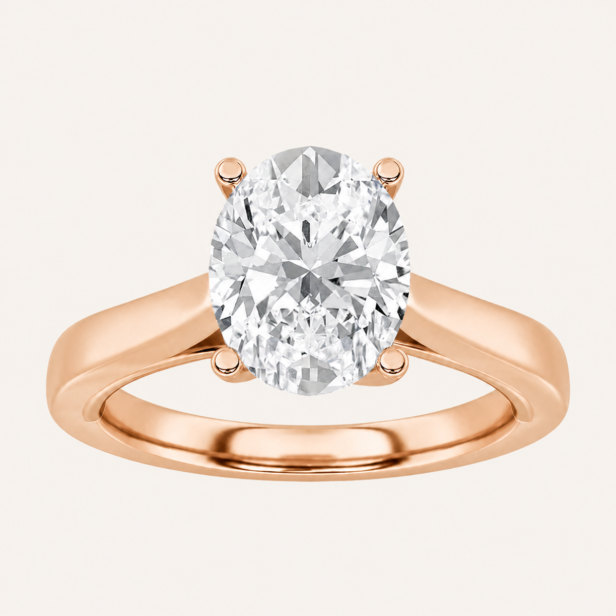 2CT Oval Cut Lab Grown Diamond Classic Shank Solitaire Engagement Ring
