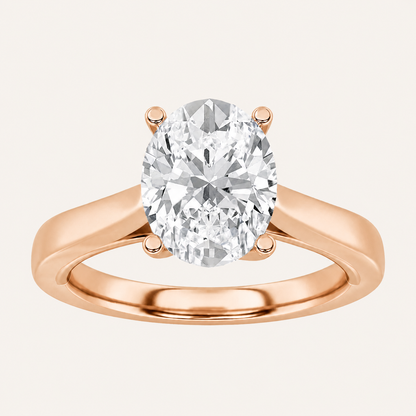 2CT Oval Cut Lab Grown Diamond Classic Shank Solitaire Engagement Ring
