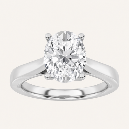 2CT Oval Cut Lab Grown Diamond Classic Shank Solitaire Engagement Ring